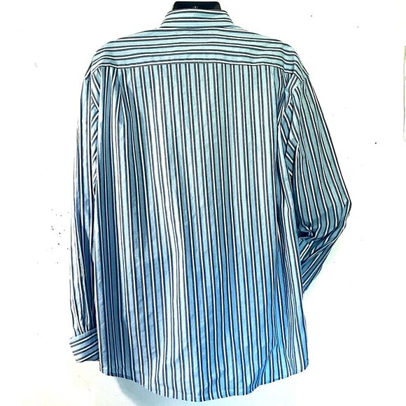 Sean John Shirt RARE SJ Spell-Out Blue Stripe French Cuff XXL Mens Y2K Hip Hop - Picture 6 of 11